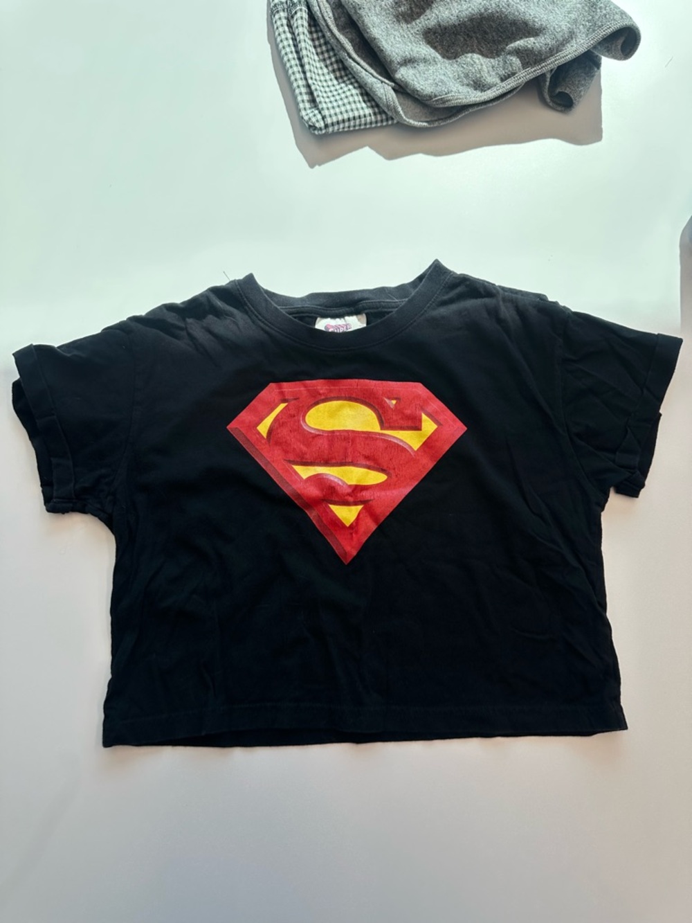 Superman Logo Black Crop Graphic Tee